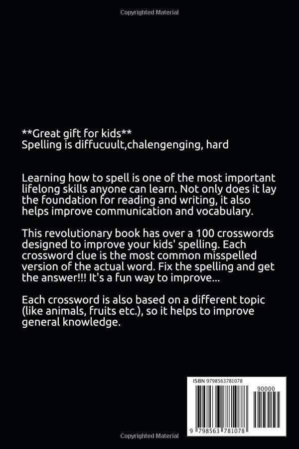 100+ Crosswords for 6 year olds: Crosswords that Fix Misspelled Clues to Improve Communication, Reading and General Knowledge (Crosswords for Vocabulary and General Knowledge) - 5760